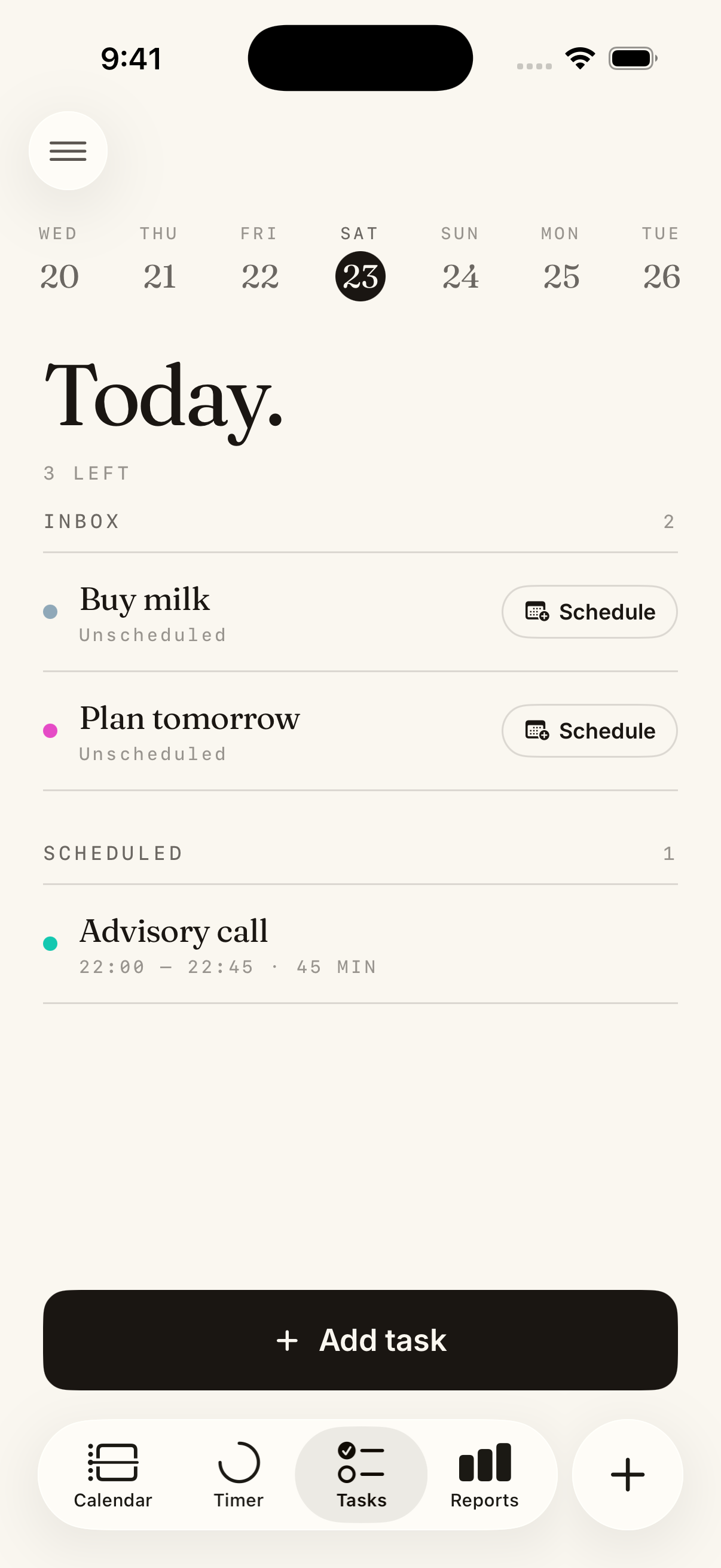 Tasks view